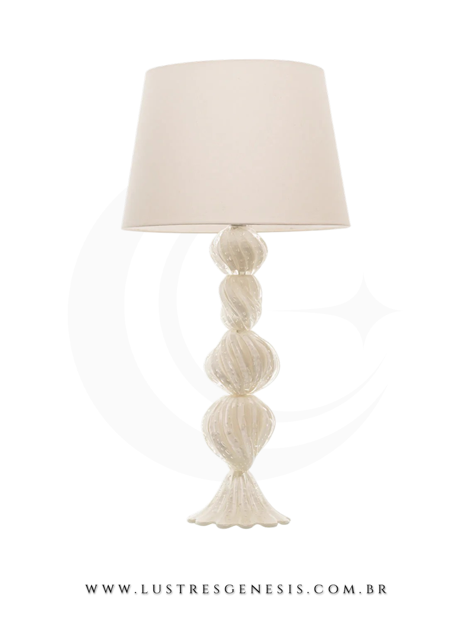 Abajur de Mesa Murano Transparente Lilium Base Vidro Design Classico Luminaria Decorativa para Quarto Sala Cabeceira